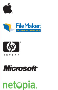 Apple, FileMaker, HP, Microsoft, Netopia accreditations